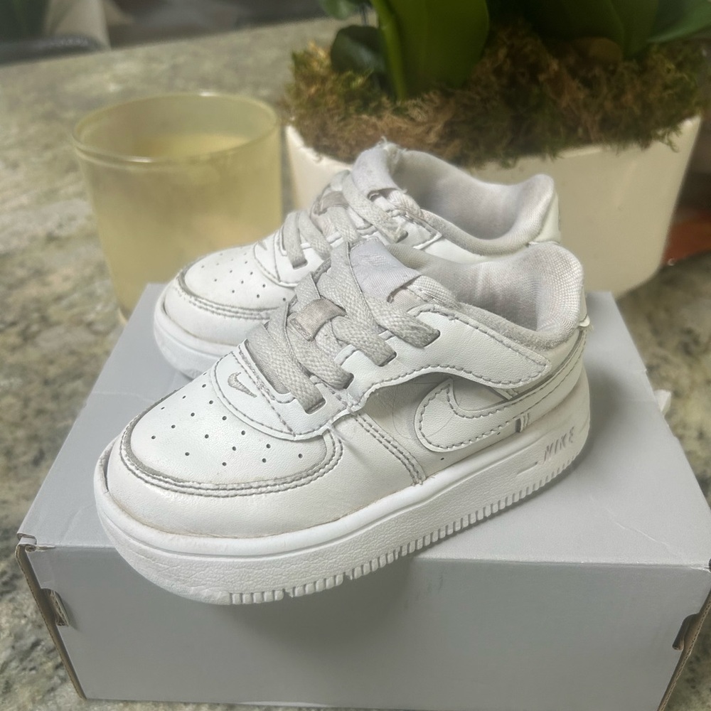 Nike Force 1 Low White Sneakers- size 7C